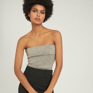 Women’s Reiss Silver Metallic Boob Tube NWT